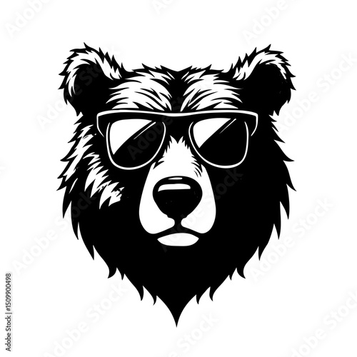 sunglasses bear head vector illustration