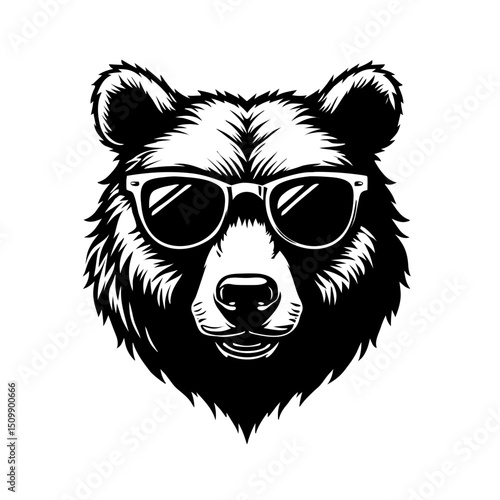 panda bear head with sunglasses