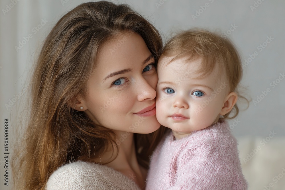 Tender Mother and Baby Portrait: A Gentle and Loving Moment Tender Mother and Baby Portrait: A Gentle and Loving Moment