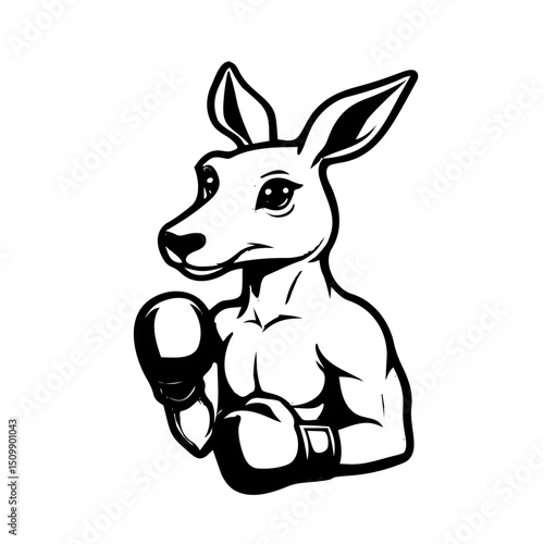 kangaroo wearing boxing gloves silhouette, cartoon illustration of a kangaroo wearing boxing gloves