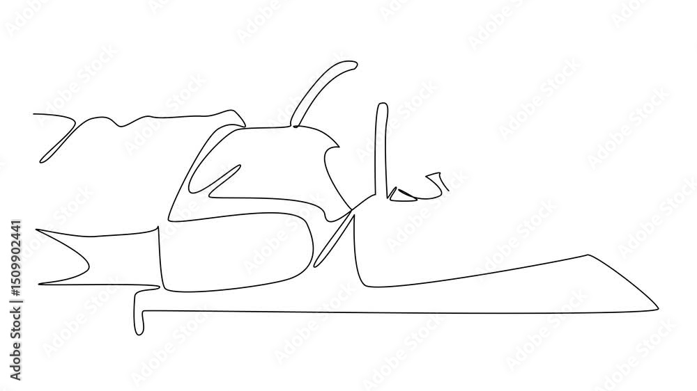 Self drawing animation of single one line drawing a man sleeping on a ...