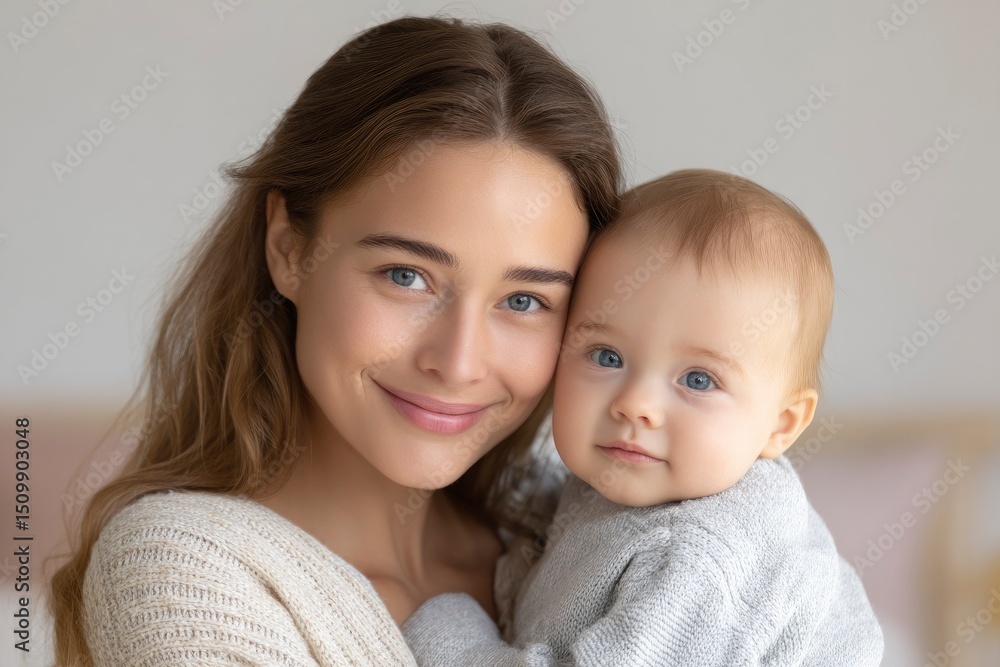 Tender Mother and Baby Portrait: A Soft, Gentle Image Tender Mother and Baby Portrait: A Soft, Gentle Image
