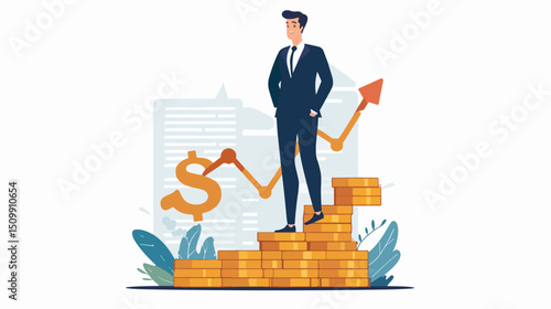 Boost Your Income: Strategies for Financial Growth. Flat vector illustration design for website,    