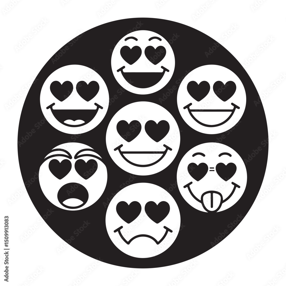 Heart Eyes Emoji Faces Vector Love Expression Icon Set
Heart Eyes Emoji Faces Vector Love Expression Icon Set