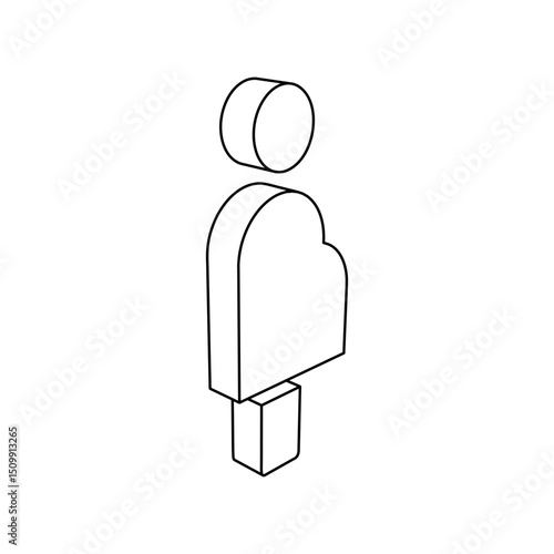 The outline of a large pregnant woman symbol is made with black lines. 3D view of the object in perspective. Vector illustration on white background