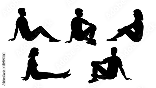 set of a group of business people sitting in various poses