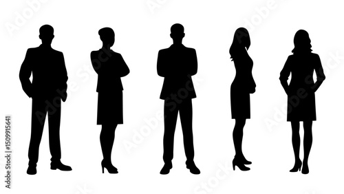 set of a group of standing business people