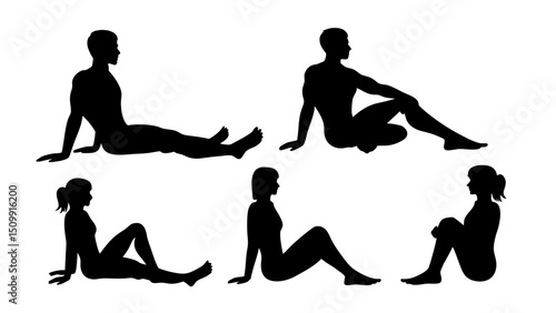 set of a group of business people sitting in various poses