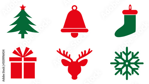 Icon set of christmas xmas ornament decoration