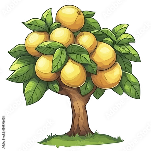 Vector lime tree on white 