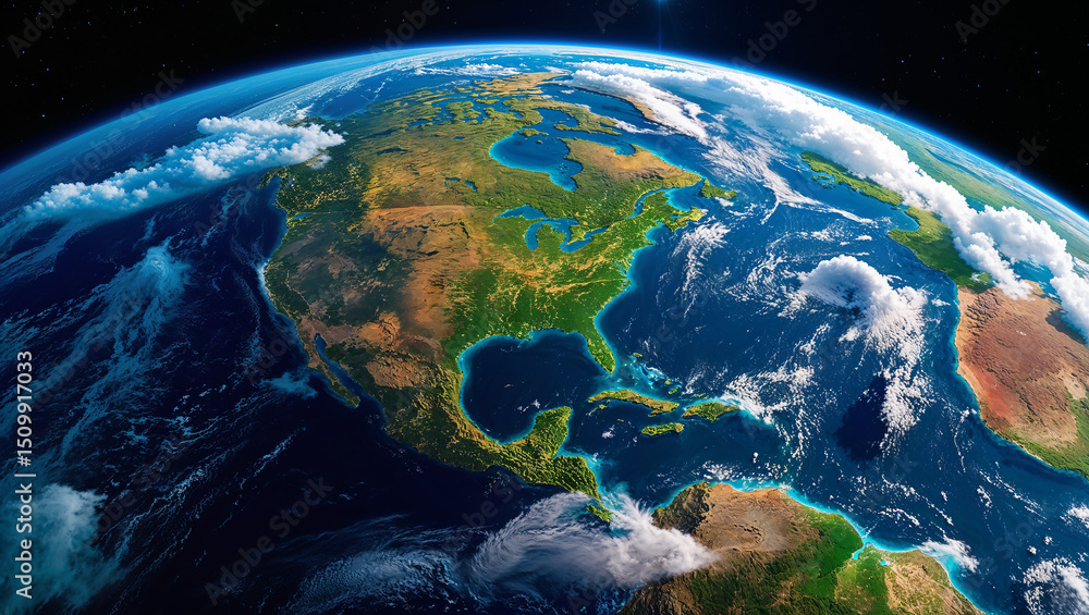 Fototapeta premium Stunning view of earth from space highlighting north america