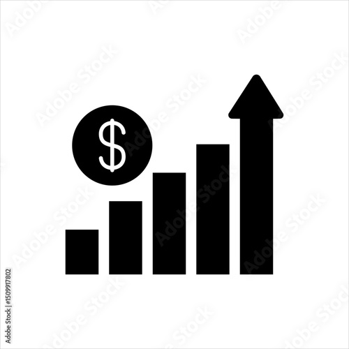 Cost increase vector flat icon. Money increase vector design. For your website, logo, app, UI design. Illustration, isolated on white background.