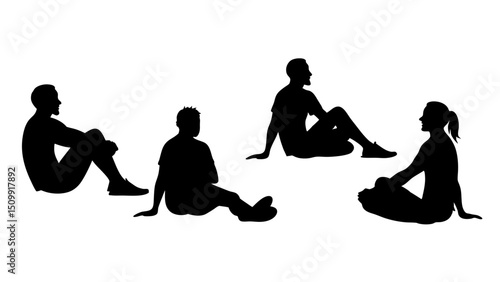 set of a group of business people sitting in various poses