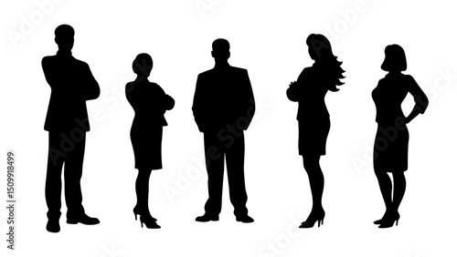 set of a group of standing business people