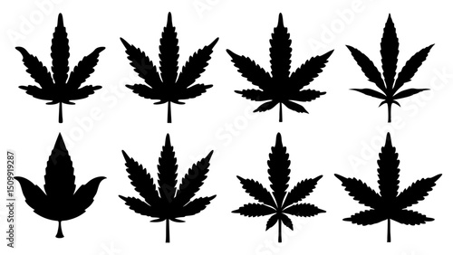 set of marijuana silhouette
