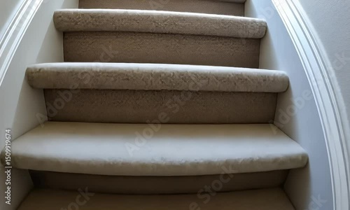 Carpeted Staircase with White Trim Interior Architecture in a Clean Home