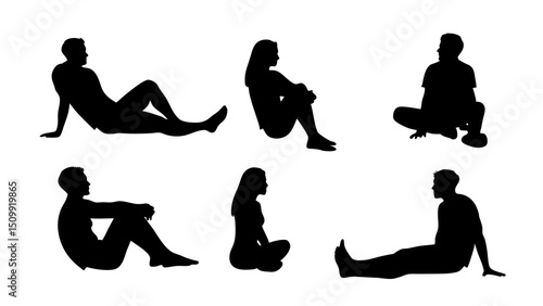 set of a group of business people sitting in various poses
