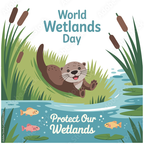 World Wetlands Day cartoon poster image flyer 6.eps