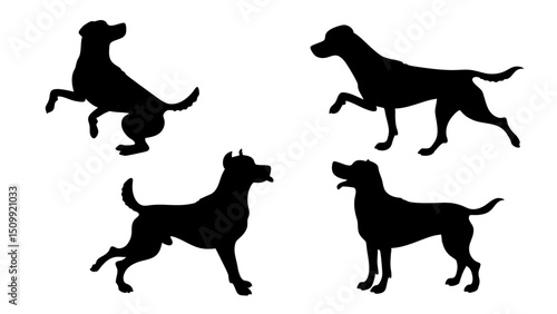 set of dog different pose silhouette vector