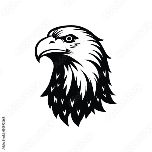 bald eagle of only head black vector art.