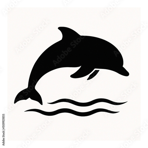 Dolphin vector black and white 