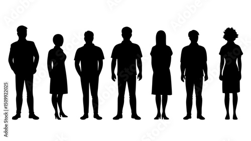 set of a group of standing business people