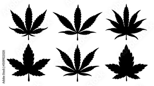 set of marijuana silhouette