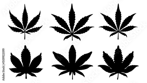 set of marijuana silhouette