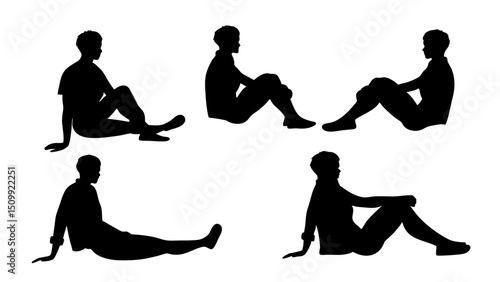 set of a group of business people sitting in various poses