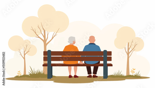 Elderly friends enjoying each other's company on park bench, camaraderie