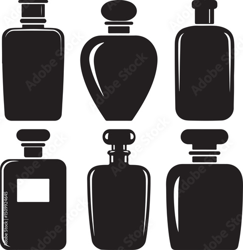 Perfume Bottle Silhouette Set – Vector Fragrance Icon Collection

