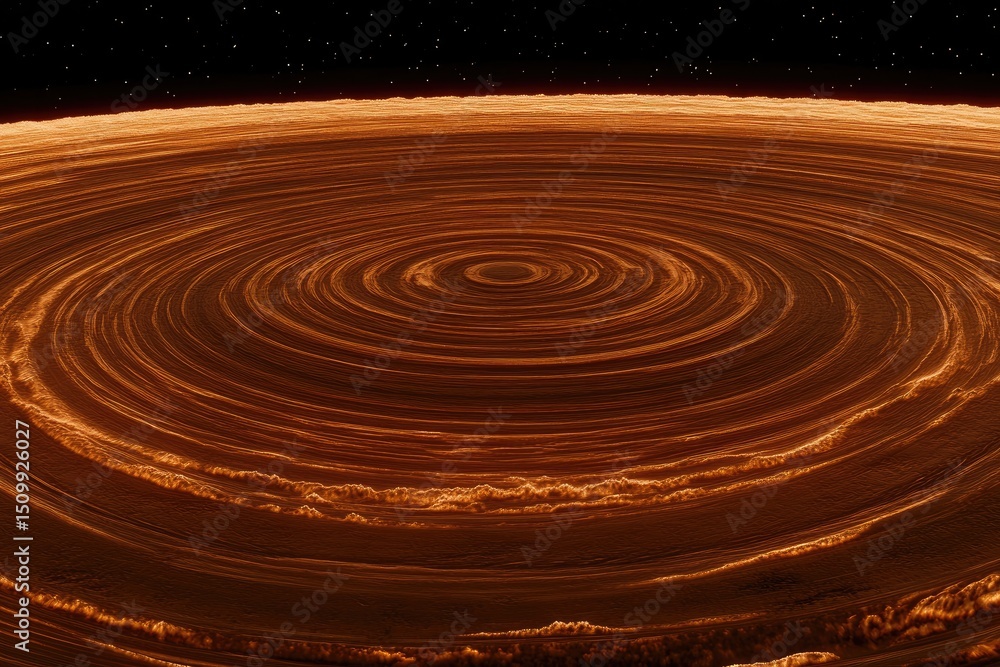 Fototapeta premium Fiery, ringed, cosmic surface