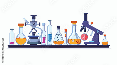 Science Lab Equipment: Flasks, Beakers, and More! Perfect for educational and scientific visuals.   