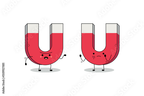Cute magnet cartoon character arguing doodle
