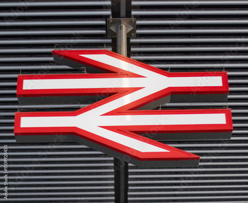 Red and White Railway Logo Sign in London