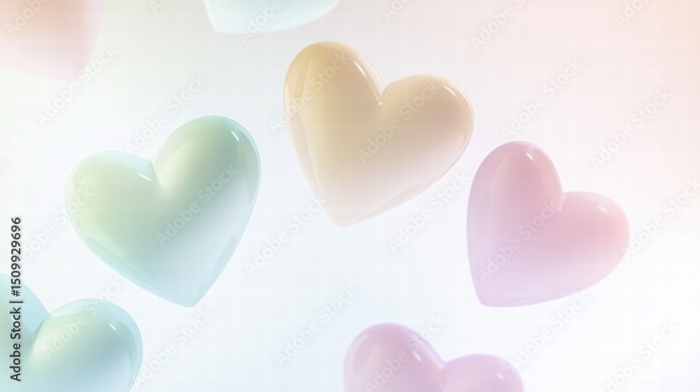 Floating Heart Shapes - Pastel Balloons in the Sky Floating Heart Shapes - Pastel Balloons in the Sky