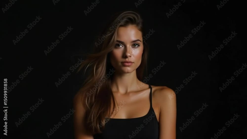 Elegant Woman Posing in Low-Key Lighting Studio Portrait Elegant Woman Posing in Low-Key Lighting Studio Portrait