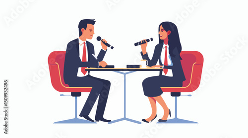 Confident Business Partners Collaborating at Conference Table men work deal suit team women ideas   