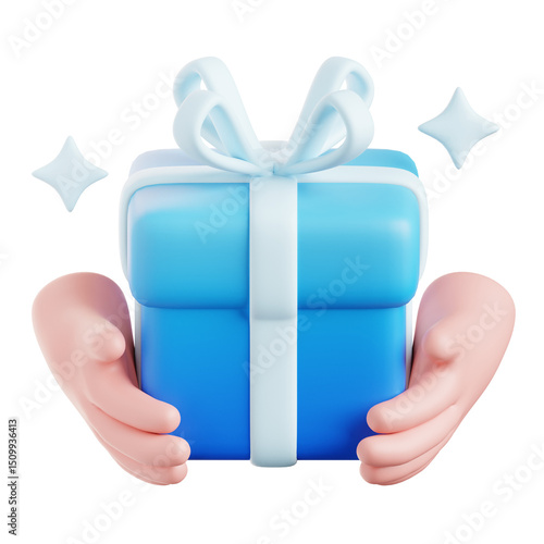 hand holding gift box 3d illustration