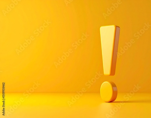 3D exclamation mark on yellow background