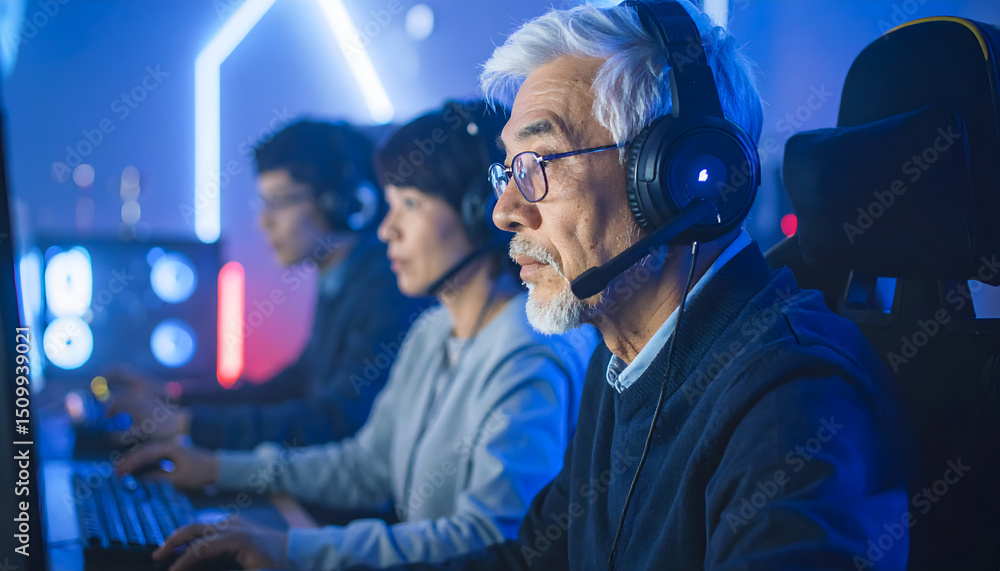ゲームをする老人 ゲームをする老人