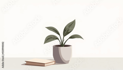 Stylish plant in minimalist pot on tabletop, modern simplicity
