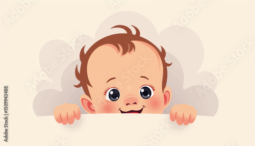 Joyful baby playing peekaboo, delightful innocence