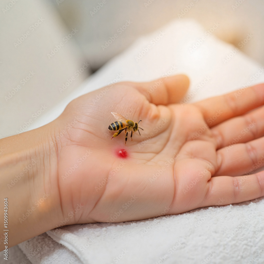 Obraz premium Bee sting on swollen hand