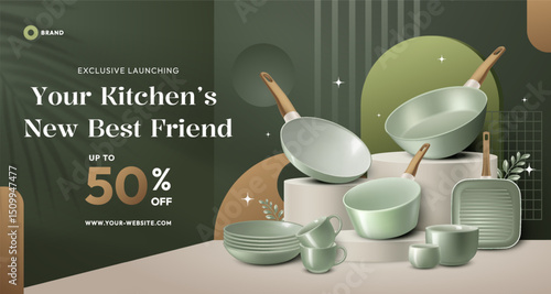 Realistic Cooking Utensils Advertising Composition