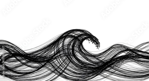 Monochrome Abstract Wave Illustration With Dynamic Strokes and Splash Effect