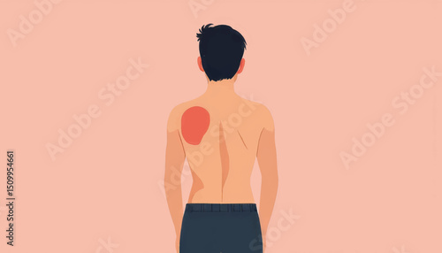 Person with birthmark viewed from behind, body positivity concept