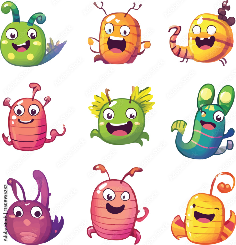 Obraz premium cartoon lemur,animal character set with various fun emotions and poses