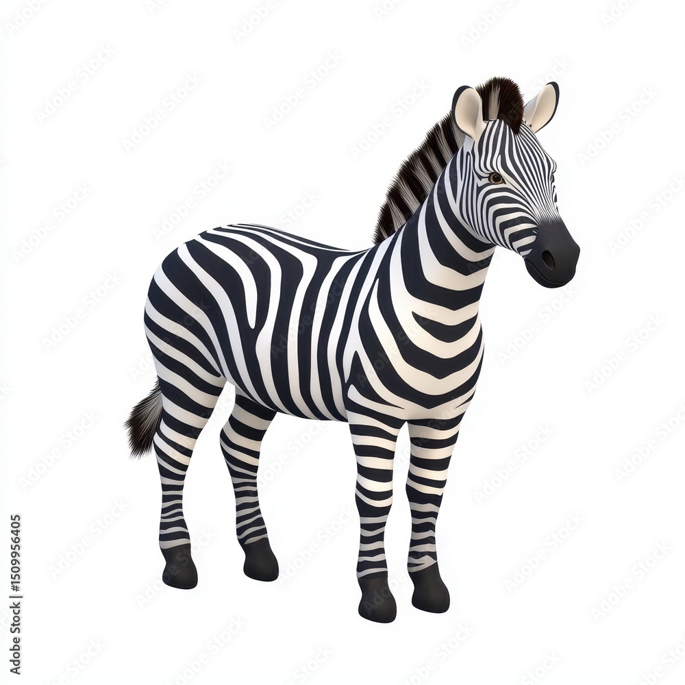Fototapeta premium Detailed Zebra Portrait Against White Background