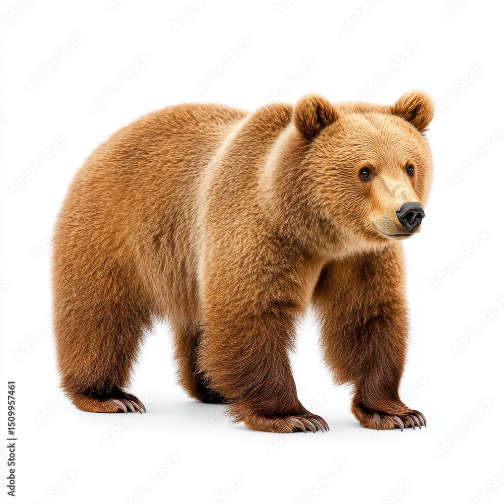 Obraz premium Large Brown Bear on White Background
